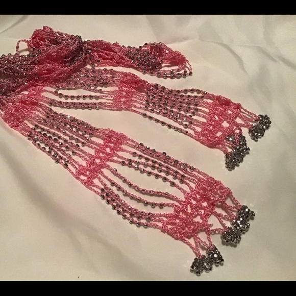 NWOT. CROCHET BEADED SCARF OR BELT - Picture 3 of 6